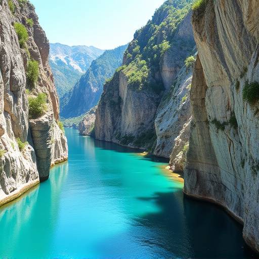 Gorges du Verdon avec des eaux turquoises et des falaises abruptes.