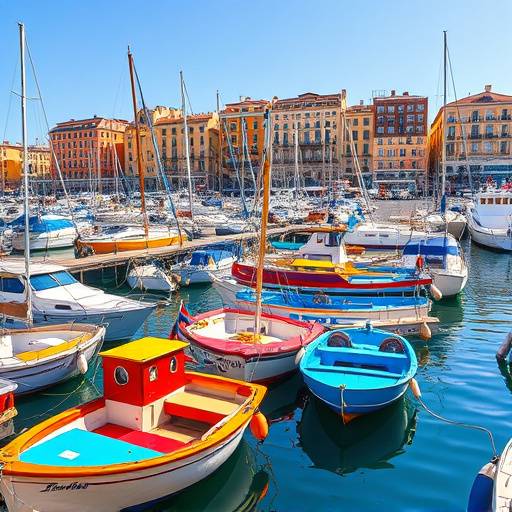 Le Vieux-Port de Marseille avec des bateaux color√©s.